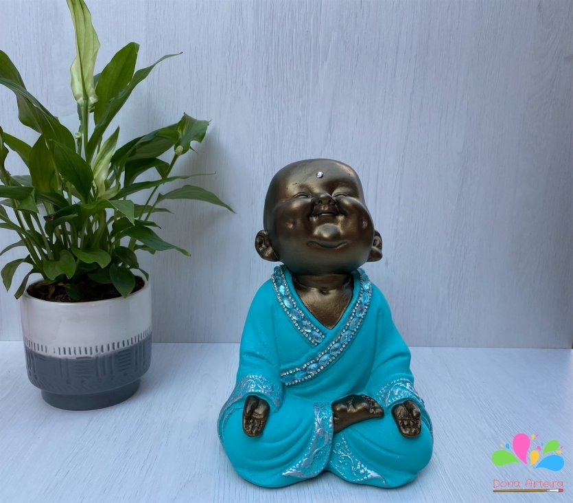 Buda Infantil Da Alegria Cm Verde Gua E Bronze Velho Dona Arteira