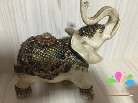 Elefante manto de flor 23 cm - verde e cobre - Image 2