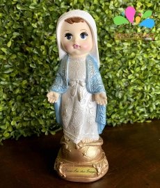 Nossa Senhora das Graças infantil 19 cm - manto branco e azul - Image 2