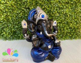 Kit buda sidarta posição bhairava mudra 23 cm e ganesha infantil 22 cm - azul marinho e preto - Image 2