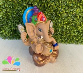 Ganesha infantil 22 cm - marsala dourada e colorido - Image 2