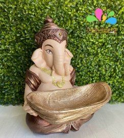 Ganesha da prosperidade com bandeja 31 cm - marrom e bege - Image 2