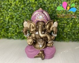 Kit buda sidarta posição bhairava mudra 23 cm e ganesha infantil 22 cm - ameixa e bronze velho - Image 3