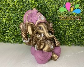 Kit buda sidarta posição bhairava mudra 23 cm e ganesha infantil 22 cm - ameixa e bronze velho - Image 4