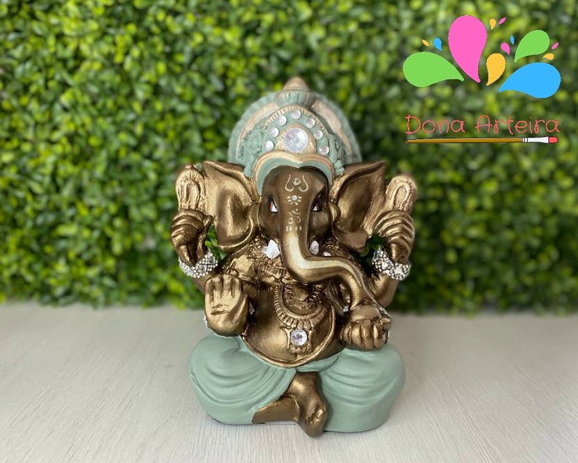 Kit Buda Sidarta Posi O Bhairava Mudra Cm E Ganesha Infantil Cm Verde Alecrim E Bronze