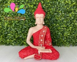 Kit buda sidarta posição bhairava mudra 23 cm e ganesha infantil 22 cm - vermelho e bege - Image 2