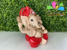 Kit buda sidarta posição bhairava mudra 23 cm e ganesha infantil 22 cm - vermelho e bege - Image 3