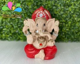 Kit buda sidarta posição bhairava mudra 23 cm e ganesha infantil 22 cm - vermelho e bege - Image 4