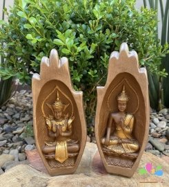 Mão hindu com buda sidarta 21 cm - marrom e dourado - Image 2
