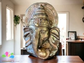 Busto de ganesha 29 cm - bronze velho e dourado - Image 2